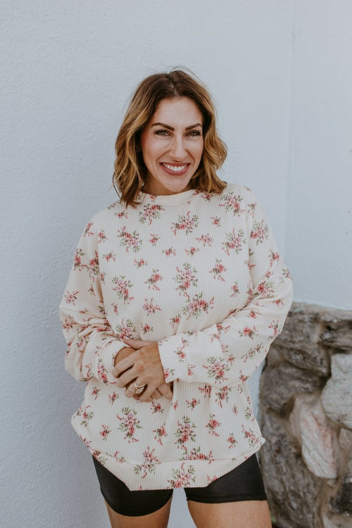 The Sierra Pullover in Butter Yellow Floral - Reg & Curvy - Macoma Boutique130 Sweaters