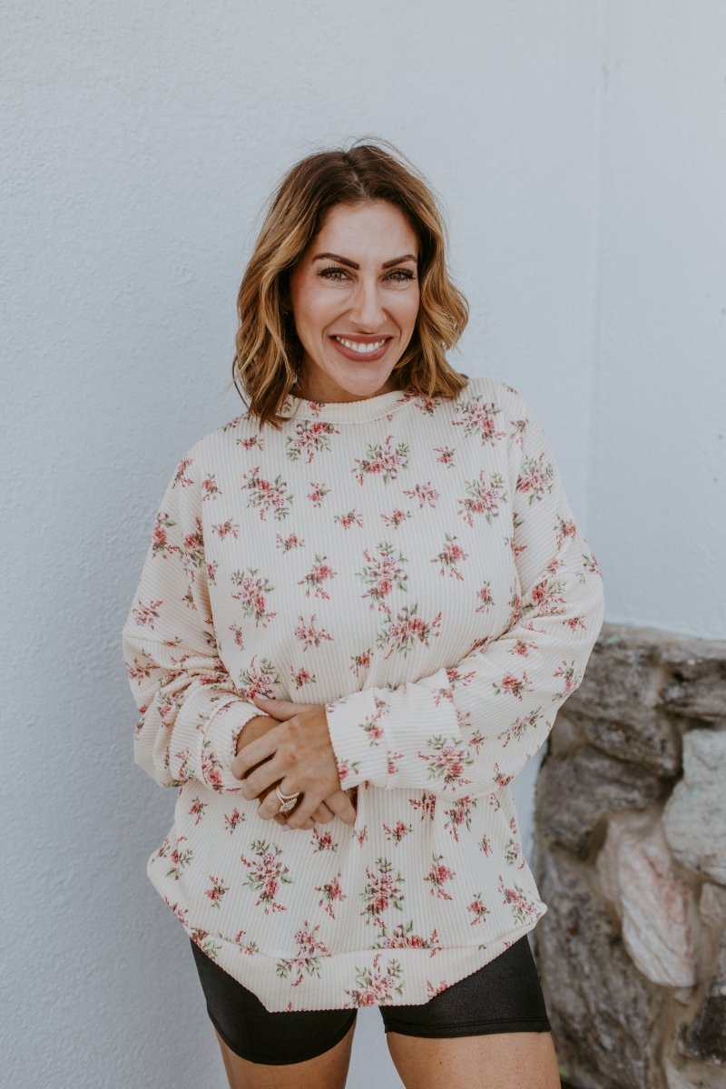 The Sierra Pullover in Butter Yellow Floral - Reg & Curvy - Macoma Boutique130 Sweaters