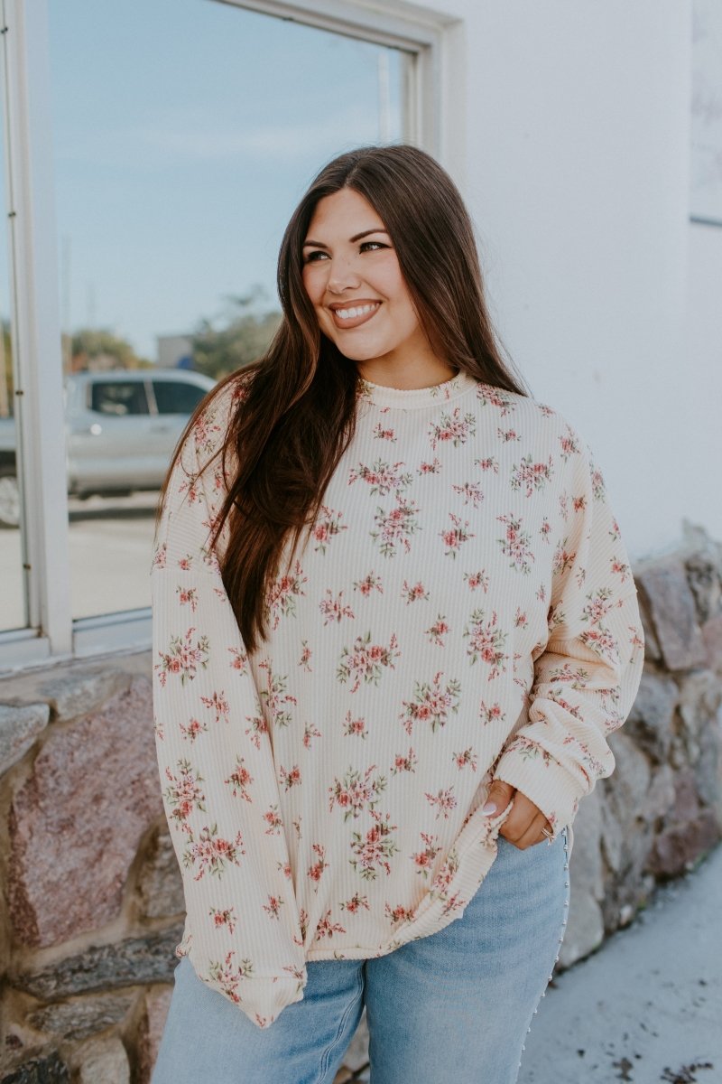 The Sierra Pullover in Butter Yellow Floral - Reg & Curvy - Macoma Boutique130 Sweaters