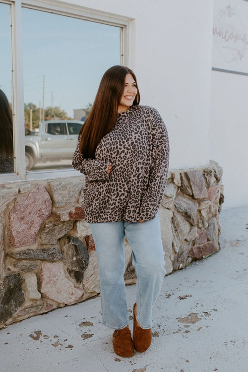The Sierra Pullover in Greyscale Cheetah - Reg & Curvy - Macoma Boutique130 Sweaters