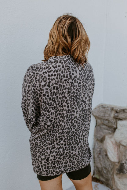 The Sierra Pullover in Greyscale Cheetah - Reg & Curvy - Macoma Boutique130 Sweaters