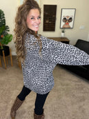 The Sierra Pullover in Greyscale Cheetah - Reg & Curvy - Macoma Boutique130 Sweaters