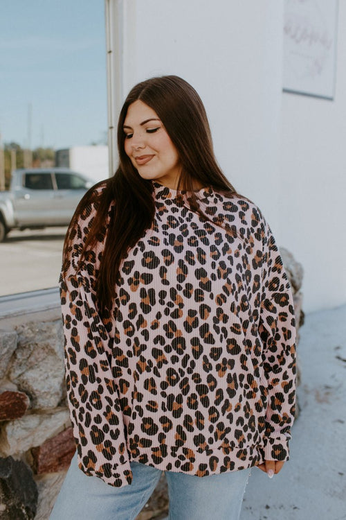 The Sierra Pullover in Pink Cheetah - Reg & Curvy - Macoma Boutique130 Sweaters