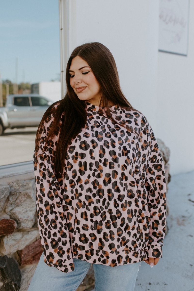 The Sierra Pullover in Pink Cheetah - Reg & Curvy - Macoma Boutique130 Sweaters