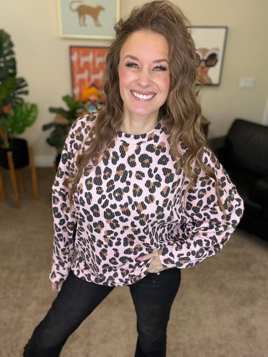 The Sierra Pullover in Pink Cheetah - Reg & Curvy