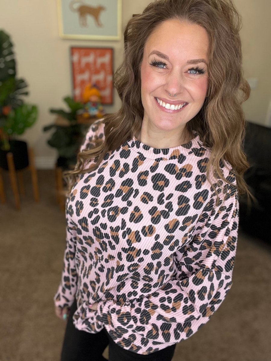The Sierra Pullover in Pink Cheetah - Reg & Curvy - Macoma Boutique130 Sweaters