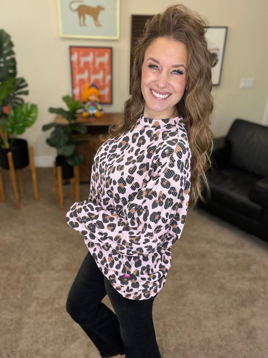 The Sierra Pullover in Pink Cheetah - Reg & Curvy