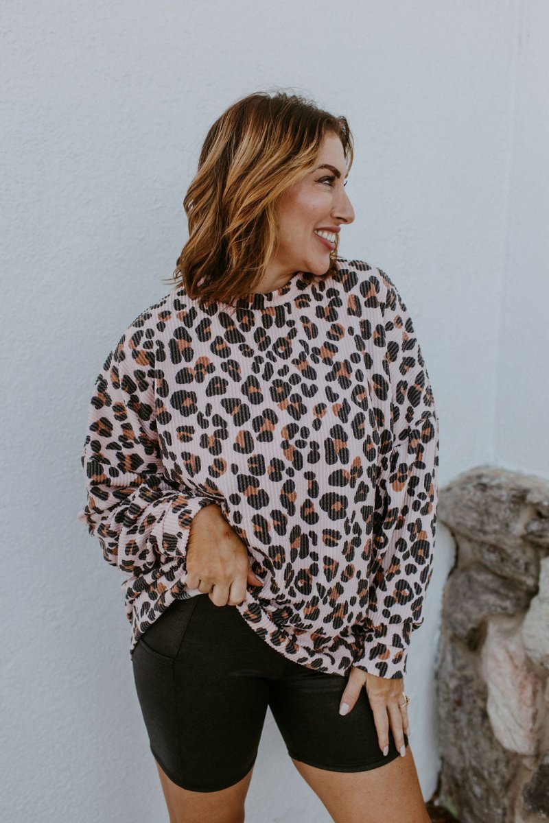 The Sierra Pullover in Pink Cheetah - Reg & Curvy - Macoma Boutique130 Sweaters