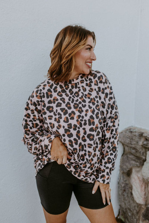 The Sierra Pullover in Pink Cheetah - Reg & Curvy - Macoma Boutique130 Sweaters