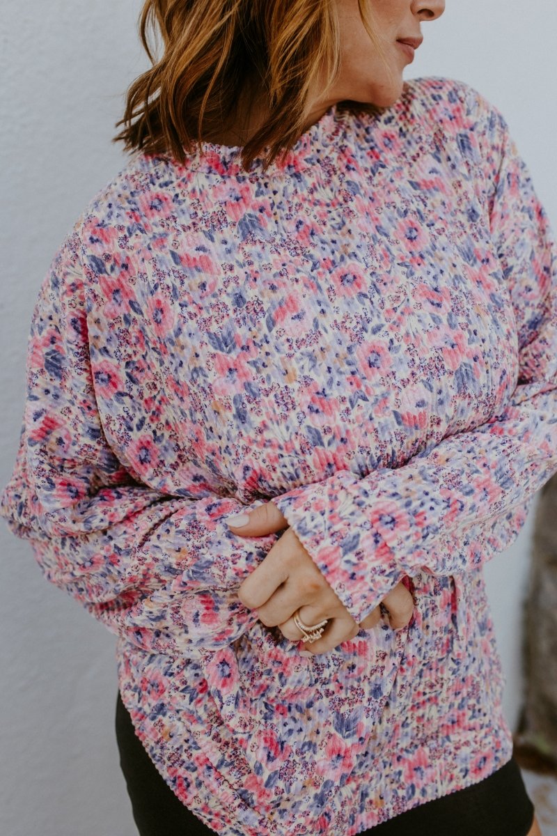The Sierra Pullover in Pink Purple Floral - Reg & Curvy - Macoma Boutique130 Sweaters