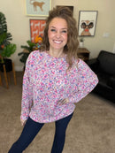 The Sierra Pullover in Pink Purple Floral - Reg & Curvy - Macoma Boutique130 Sweaters