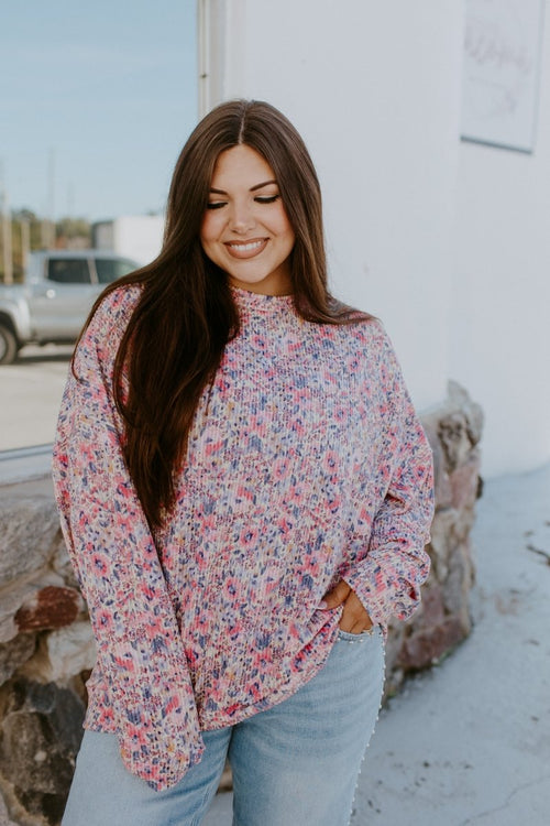 The Sierra Pullover in Pink Purple Floral - Reg & Curvy - Macoma Boutique130 Sweaters