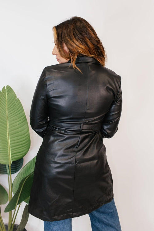 The Timeless Tie - Waist Trench Coat In Black - Macoma Boutique240 Jackets/Blazers