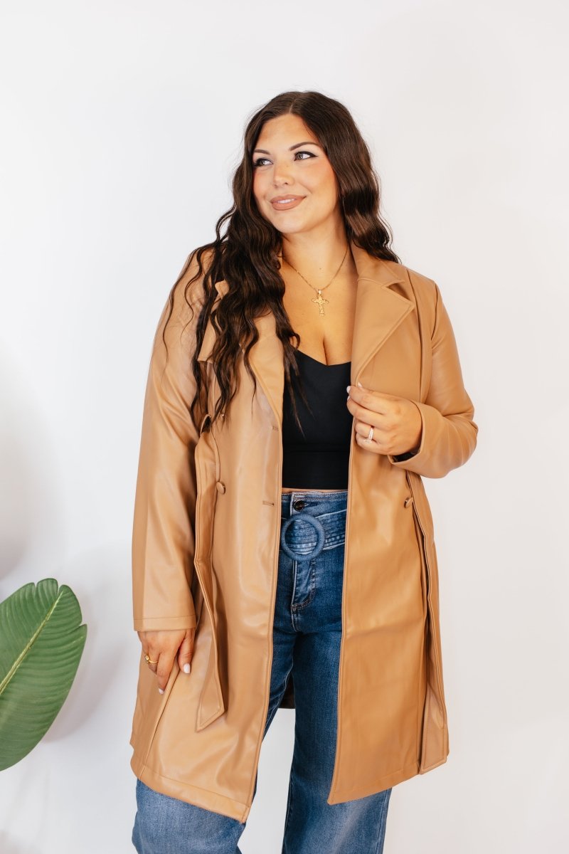 The Timeless Tie-Waist Trench Coat In Camel