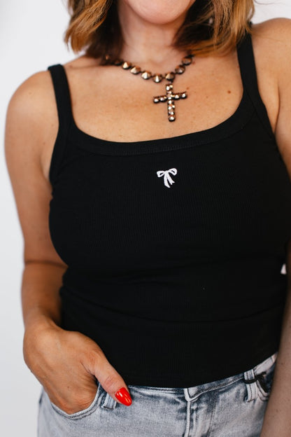 Tied With Love Tank in Black - FINAL SALE - Macoma Boutique110 Tanks