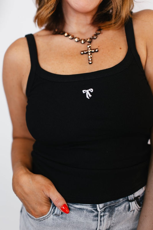 Tied With Love Tank in Black - FINAL SALE - Macoma Boutique110 Tanks