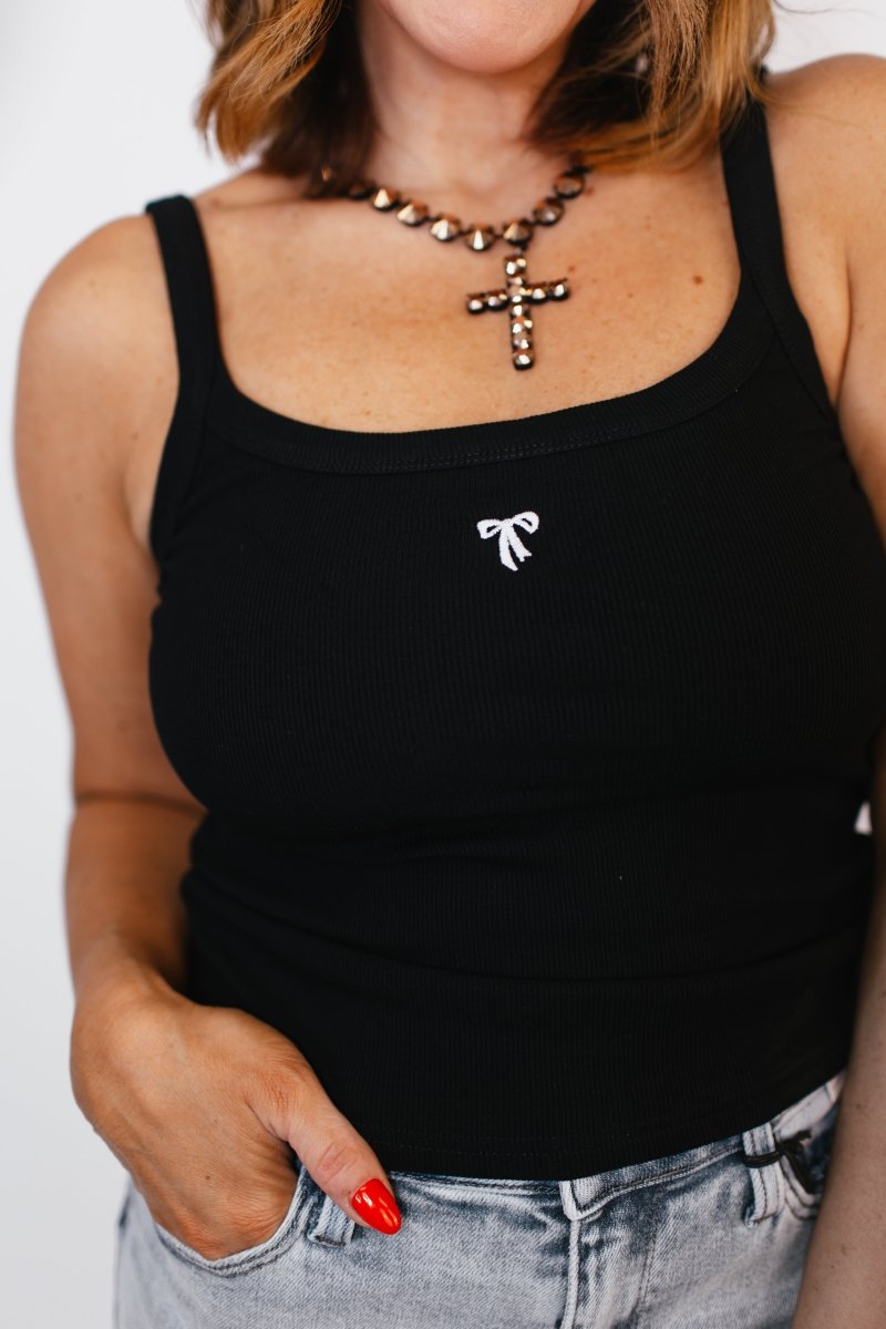 BLACK FRIDAY DEAL: Tied With Love Tank in Black- FINAL SALE