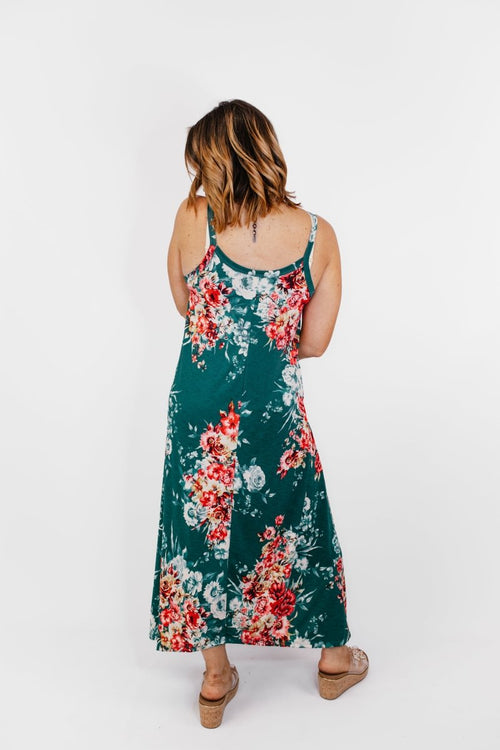 Timeless Maxi Dress in Teal Floral - Reg/Curvy - FINAL SALE - Macoma Boutique250 Dresses