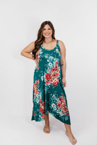 BLACK FRIDAY DEAL: Timeless Maxi Dress in Teal Floral - Reg/Curvy- FINAL SALE