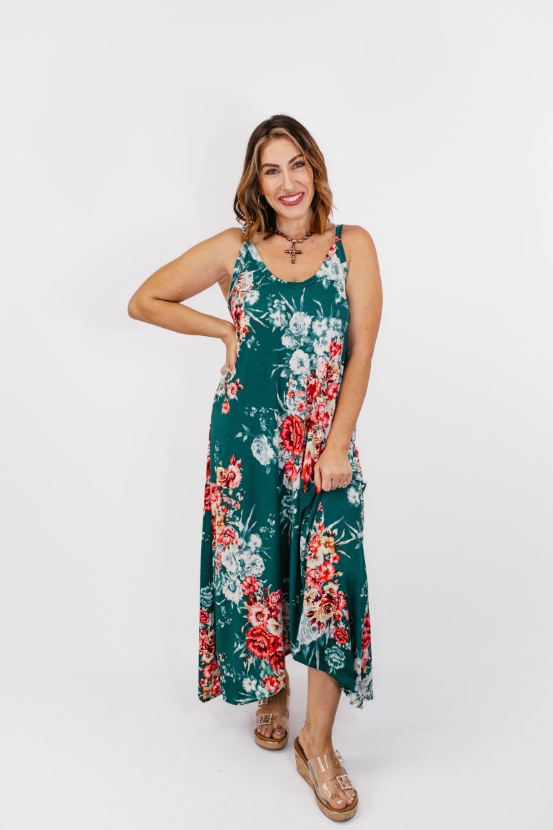 Timeless Maxi Dress in Teal Floral - Reg/Curvy - FINAL SALE - Macoma Boutique250 Dresses