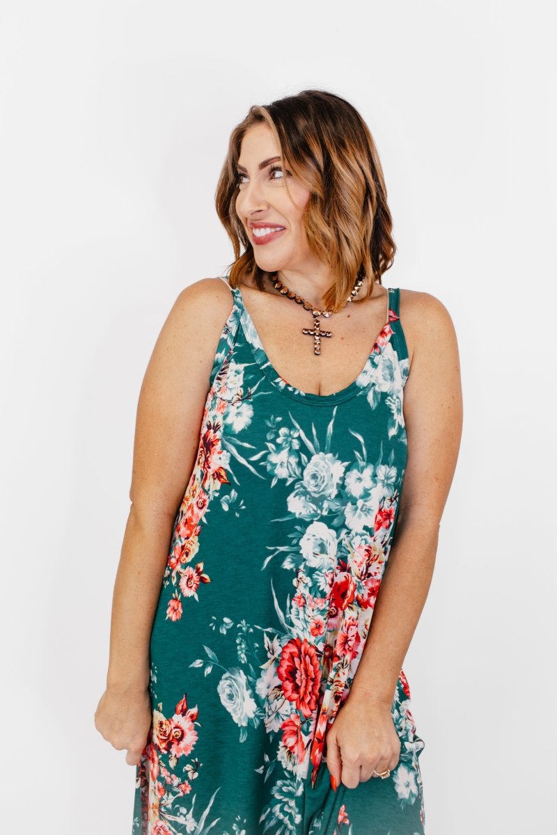 Timeless Maxi Dress in Teal Floral - Reg/Curvy - FINAL SALE - Macoma Boutique250 Dresses