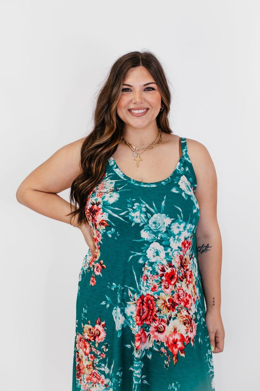 Timeless Maxi Dress in Teal Floral - Reg/Curvy - FINAL SALE - Macoma Boutique250 Dresses