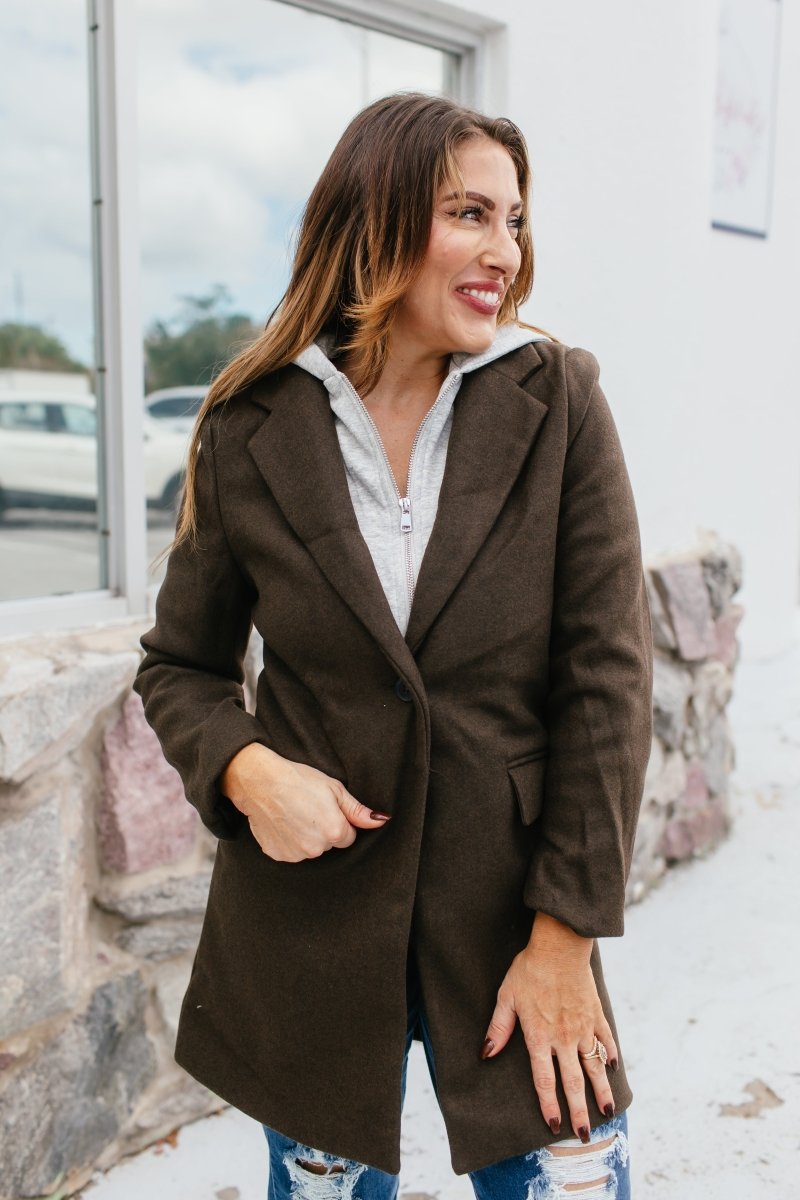 Timeless Tailored Coat In Espresso
