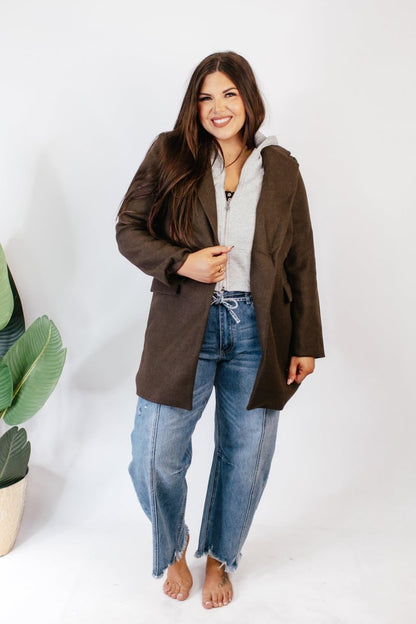 Timeless Tailored Coat In Espresso - Macoma Boutique240 Jackets/Blazers