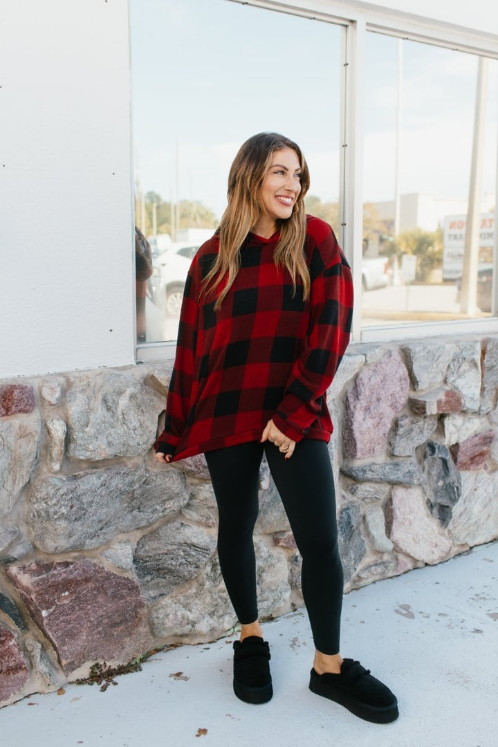 Tis The Season Hoodie In Buffalo Plaid - Reg & Curvy - Macoma Boutique130 Sweaters