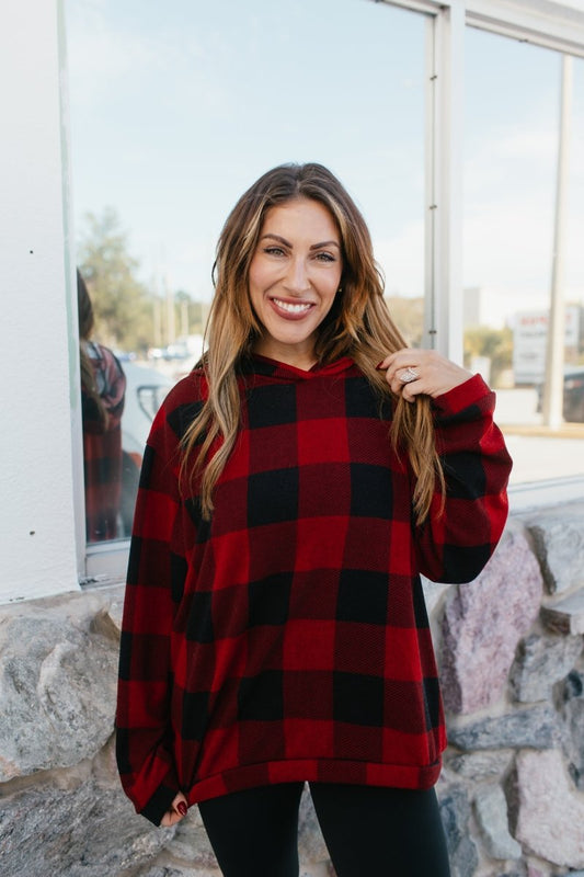 Tis The Season Hoodie In Buffalo Plaid - Reg & Curvy - Macoma Boutique130 Sweaters