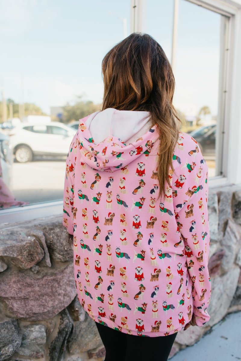 Tis The Season Hoodie In Festive Dogs - Reg & Curvy - Macoma Boutique130 Sweaters