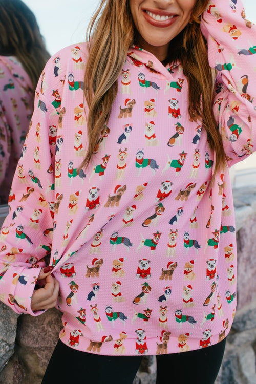 Tis The Season Hoodie In Festive Dogs - Reg & Curvy - Macoma Boutique130 Sweaters
