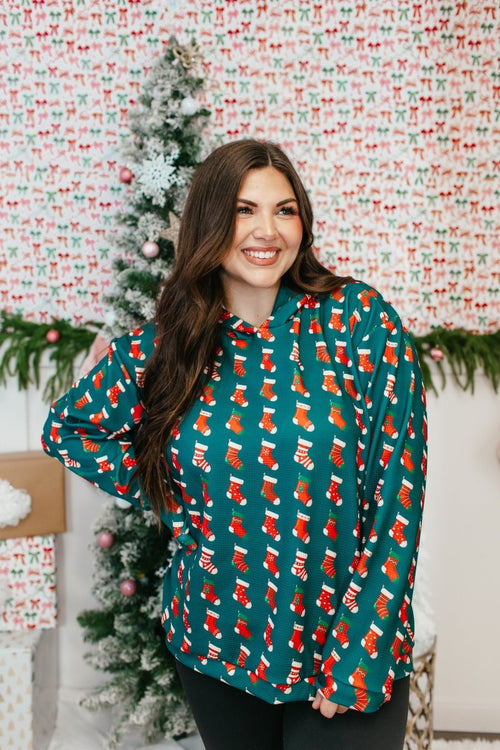 Tis The Season Hoodie In Stockings - Reg & Curvy - Macoma Boutique130 Sweaters