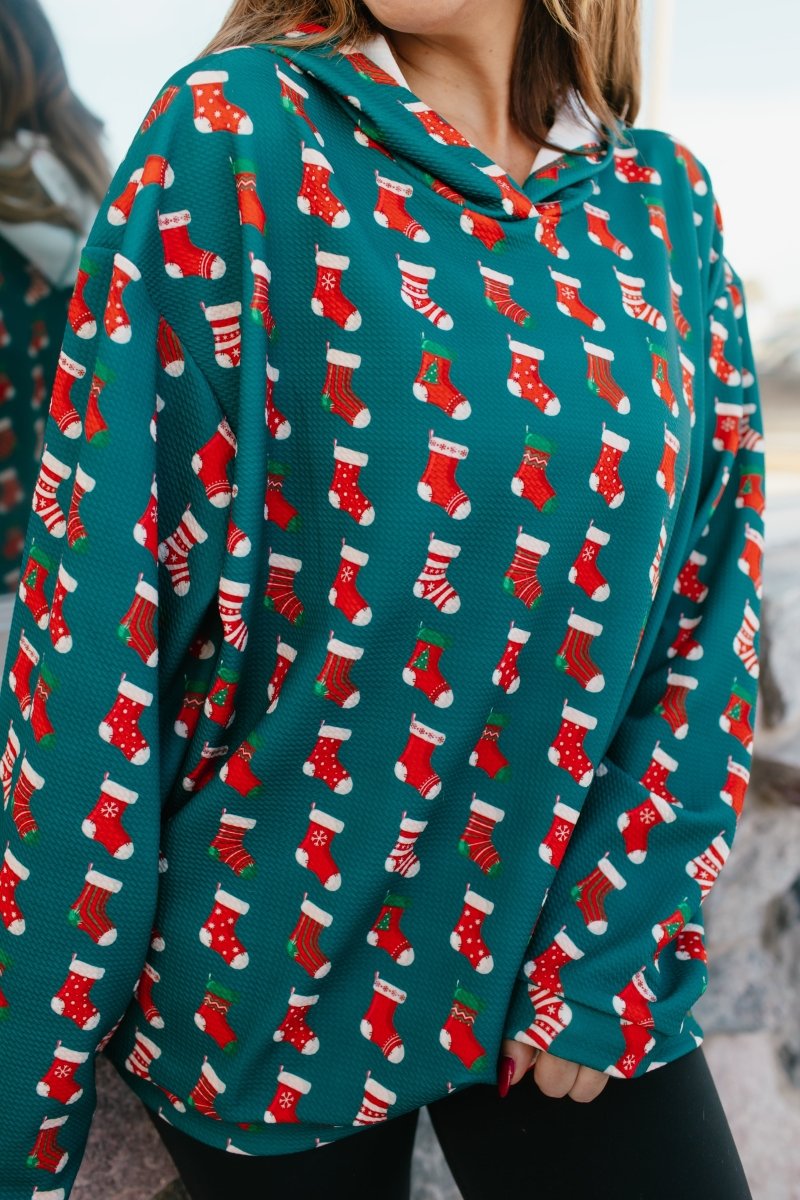 Tis The Season Hoodie In Stockings - Reg & Curvy - Macoma Boutique130 Sweaters