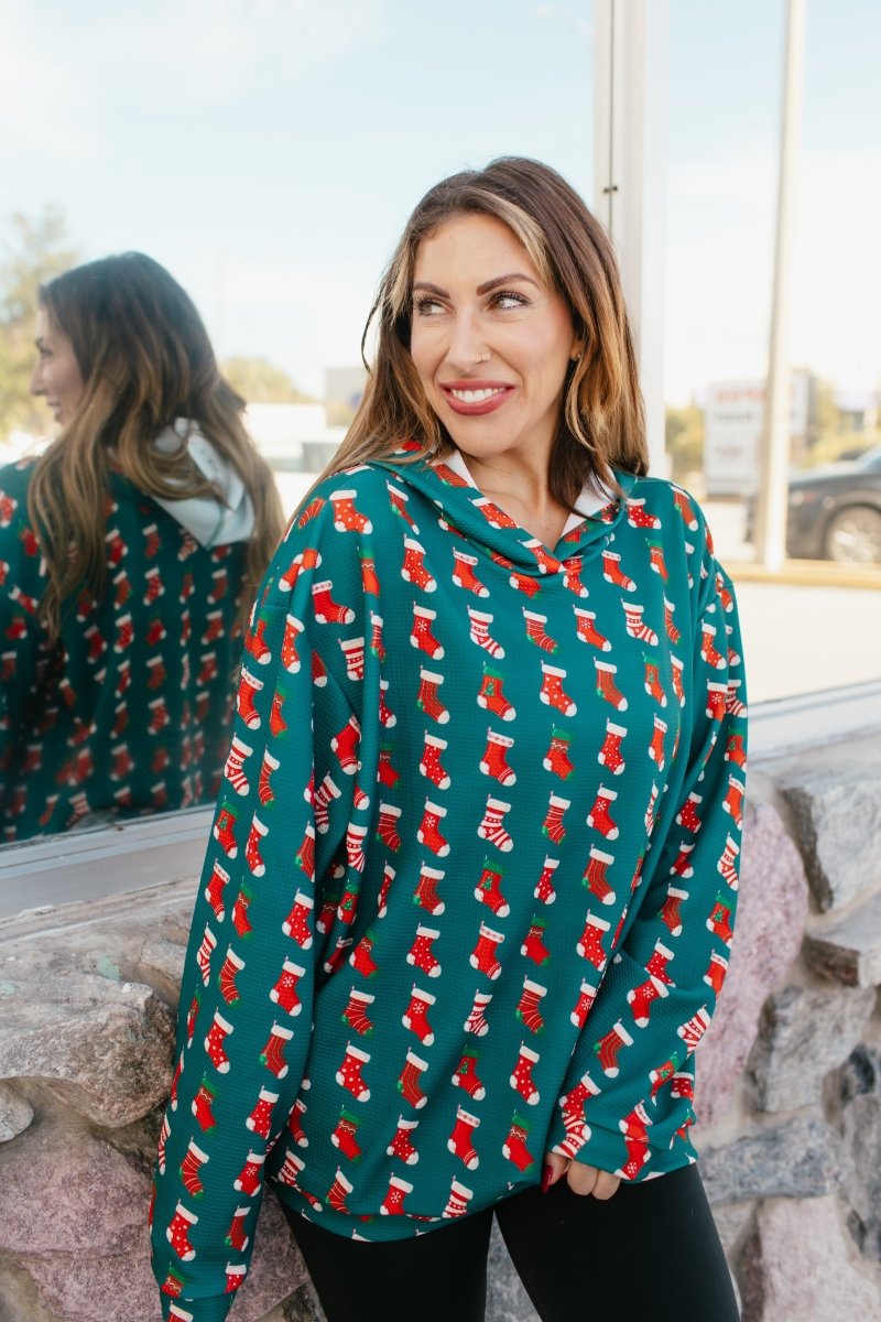 Tis The Season Hoodie In Stockings - Reg & Curvy - Macoma Boutique130 Sweaters