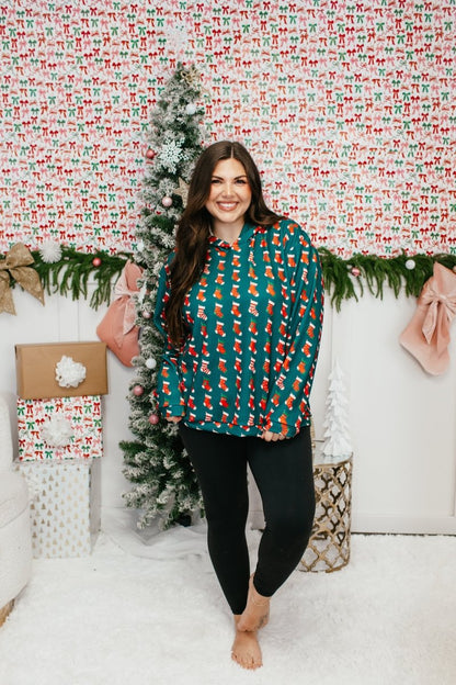 Tis The Season Hoodie In Stockings - Reg & Curvy - Macoma Boutique130 Sweaters