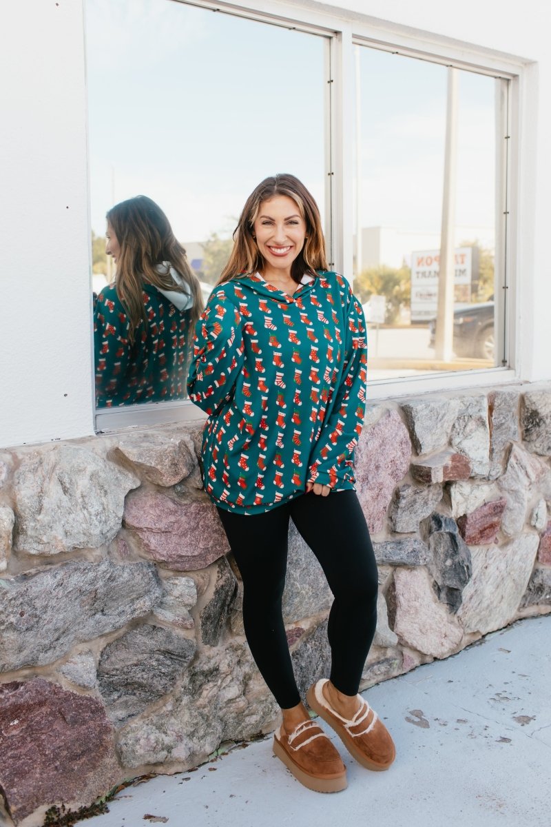 Tis The Season Hoodie In Stockings - Reg & Curvy - Macoma Boutique130 Sweaters