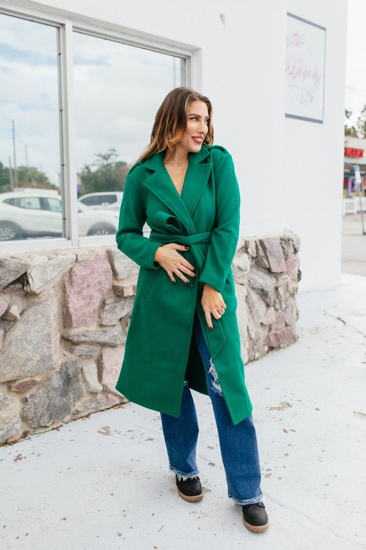 Top Notch Coat In Green - Macoma Boutique240 Jackets/Blazers