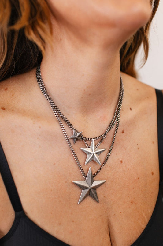 Tova Brazil 3 Star Antique Silver Necklace - Macoma Boutique310 Accessories/Jewelry