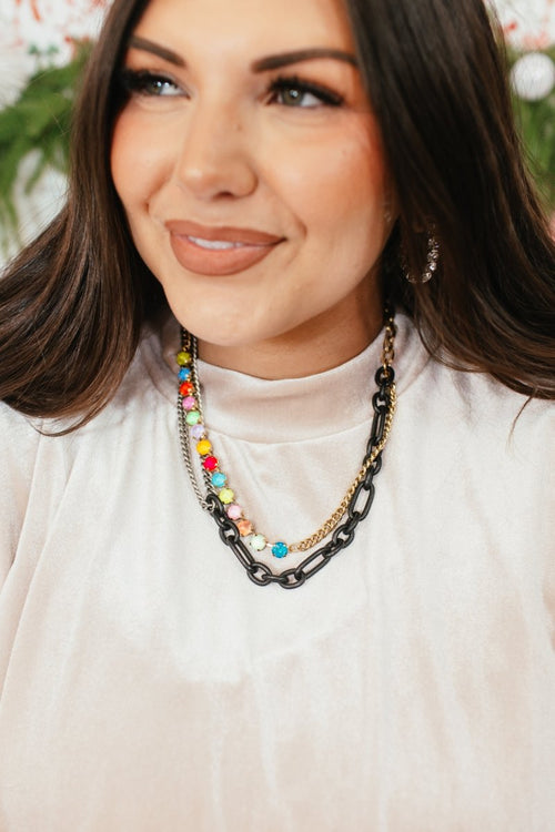 Tova Cricket Necklace in Mixed Metals with Pop Stones - Macoma Boutique310 Accessories/Jewelry