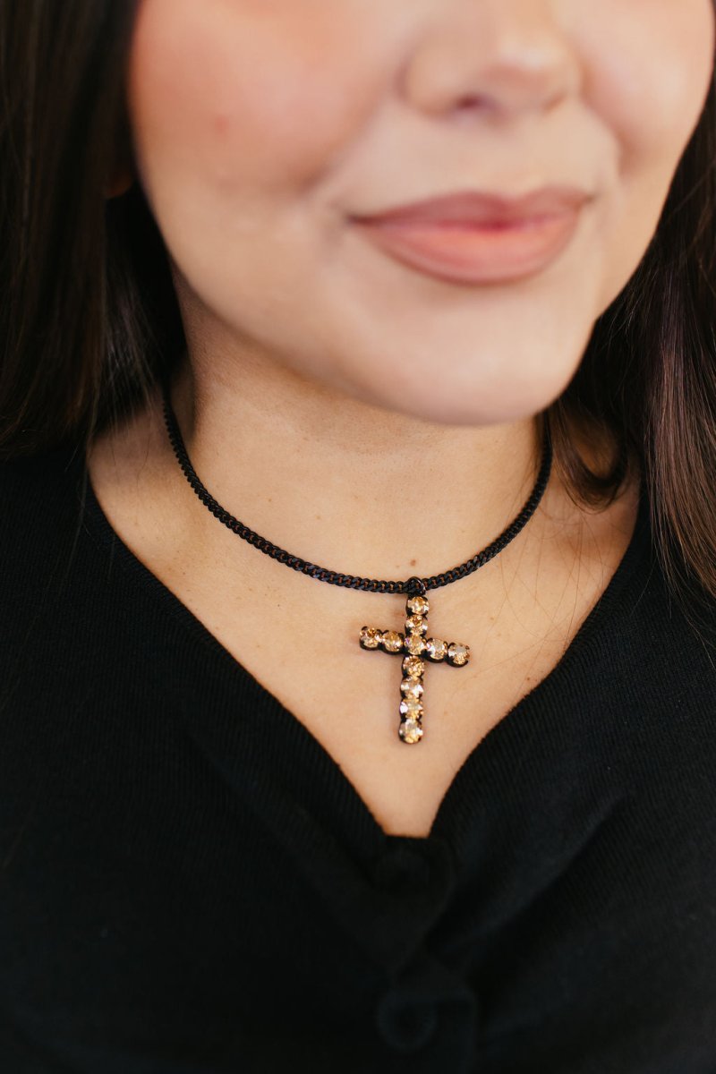 Tova Cross Necklace in Smutt Metallic Gold - Macoma Boutique310 Accessories/Jewelry