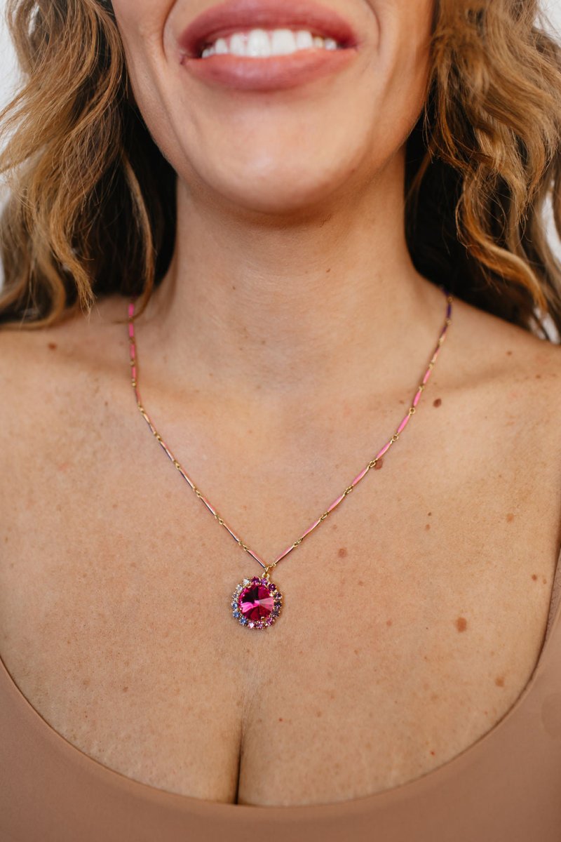 Tova Dawnie Necklace in Pink Purple