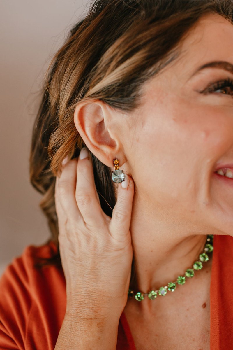 Tova Dee Earrings In Gunmetal Aqua Champagne - Macoma Boutique310 Accessories/Jewelry