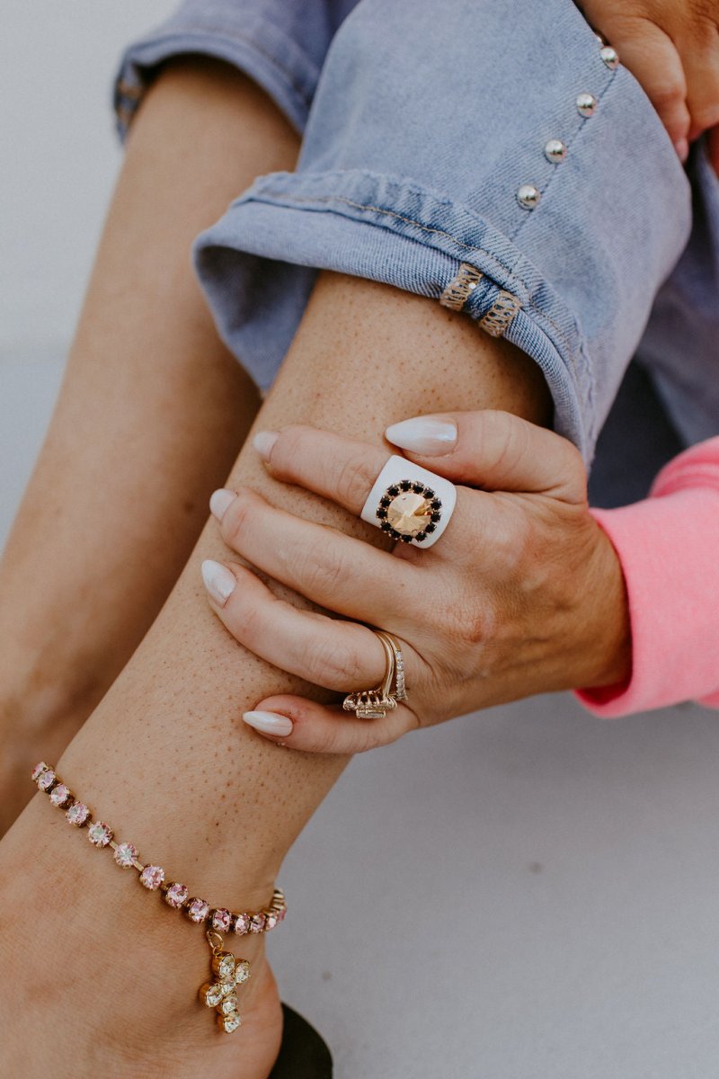 Tova Jacci Ring in Enamel Midnight Express White - Macoma Boutique310 Accessories/Jewelry
