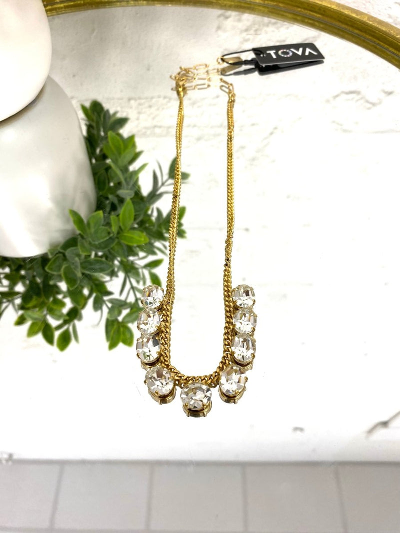 Tova Krystal Necklace in Antique Gold