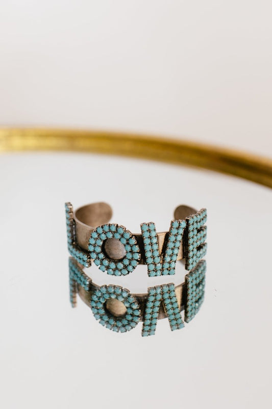 Tova LA LA Love Cuff in Antique Silver Turquoise - Macoma Boutique