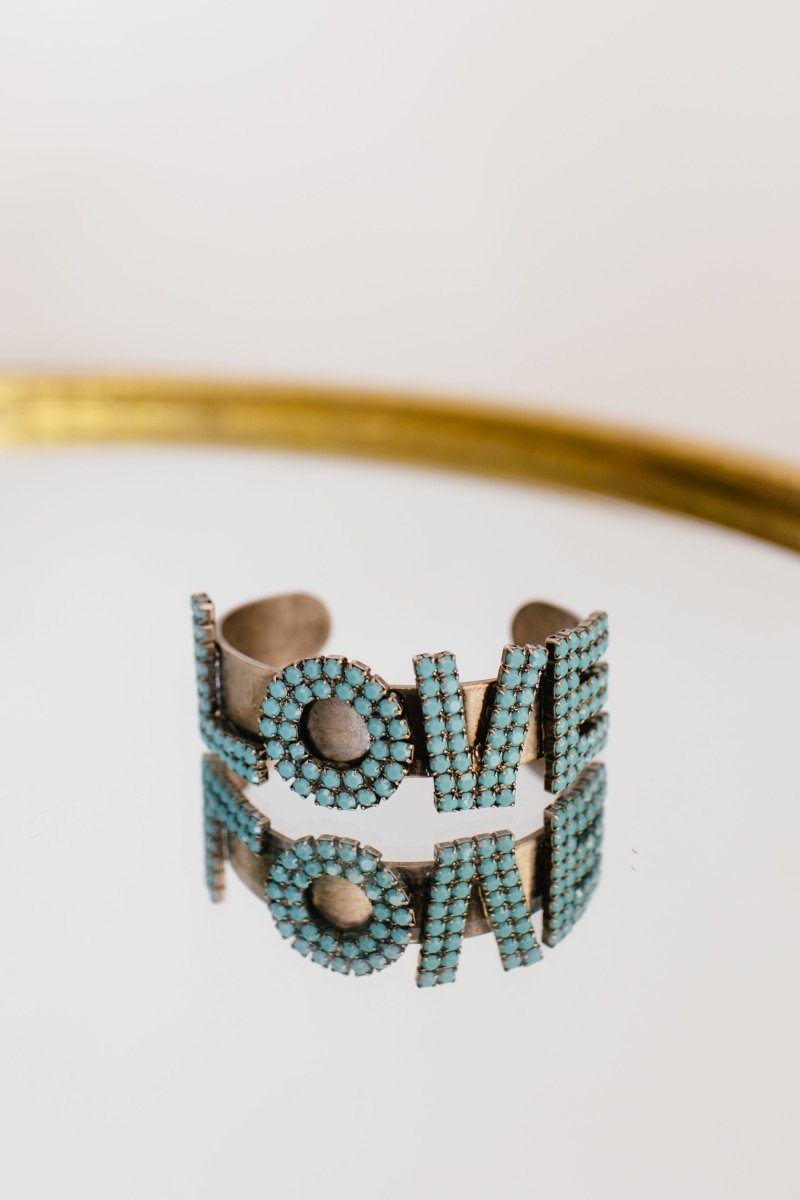 Tova LA LA Love Cuff in Antique Silver Turquoise - Macoma Boutique