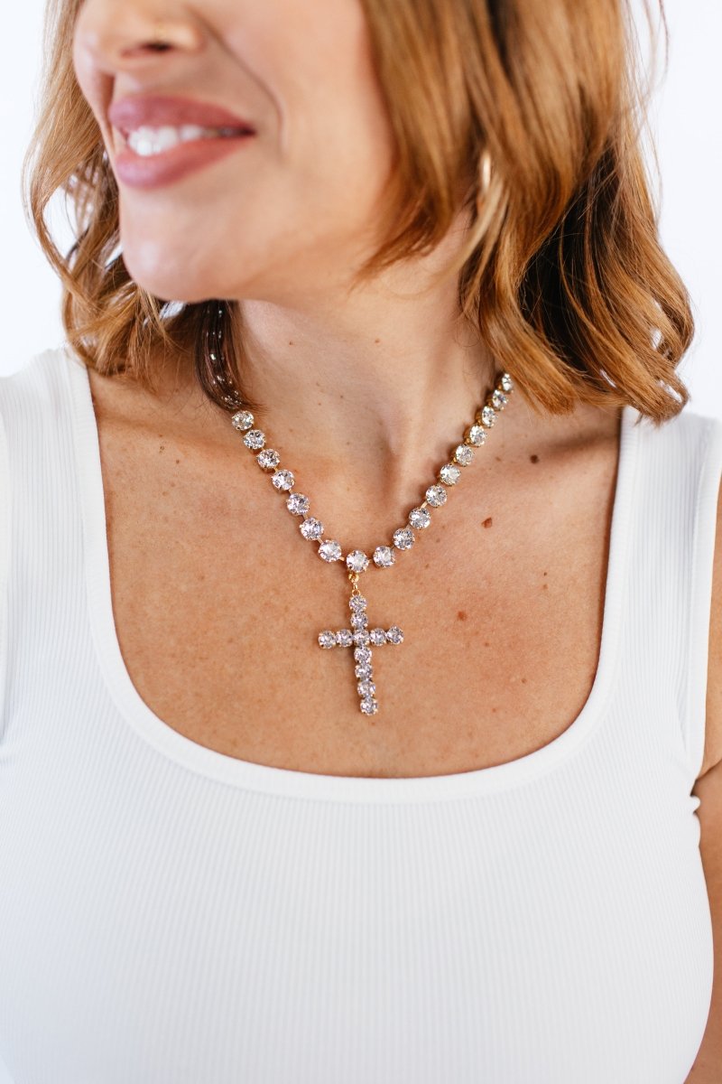 Tova Mini Donatella Necklace in Antique Gold Clear - Macoma Boutique555 Presales