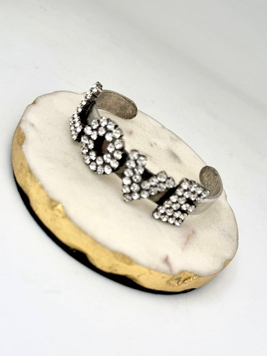 Tova Mini La La Love Cuff in Antique Silver Clear - Macoma Boutique310 Accessories/Jewelry