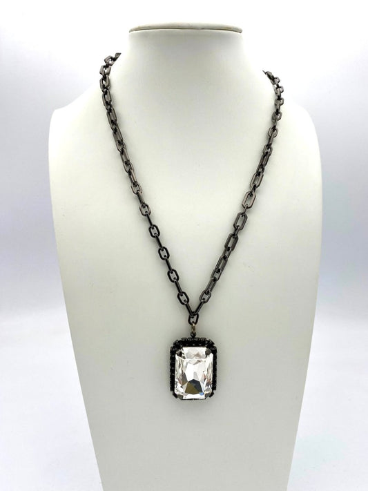 Tova Mini Soleil Necklace in Gunmetal / Clear Crystal - Macoma Boutique310 Accessories/Jewelry